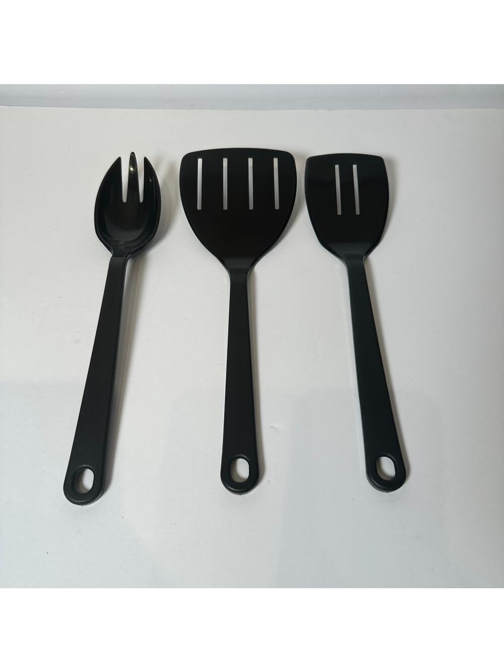 Vintage Tailor Made 3 Kitchen Utensils Black Nylon Plastic 2 Spatulas +Spoon USA